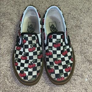 Checkerboard vans with cherrys/ gum bottom